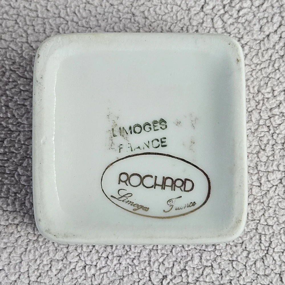Limoges Rochard White Blue Floral Flower Small Trinket Jewlery Ring Box France
